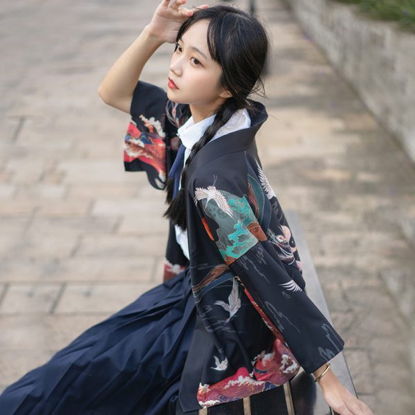 Vintage Print Loose Cardigan Kimono Outerwear - Modakawa modakawa